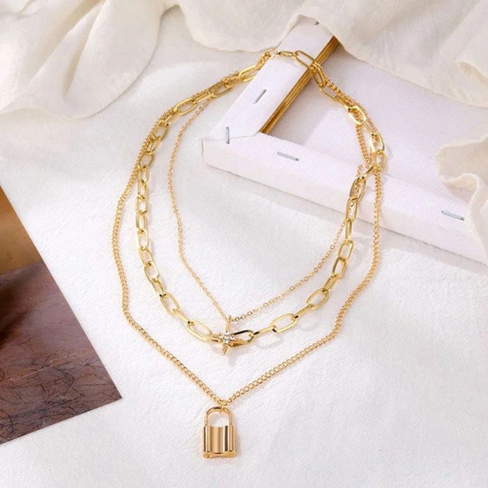 Gold-Toned Gold Plated Layered Necklace For Women - VAIRAVI