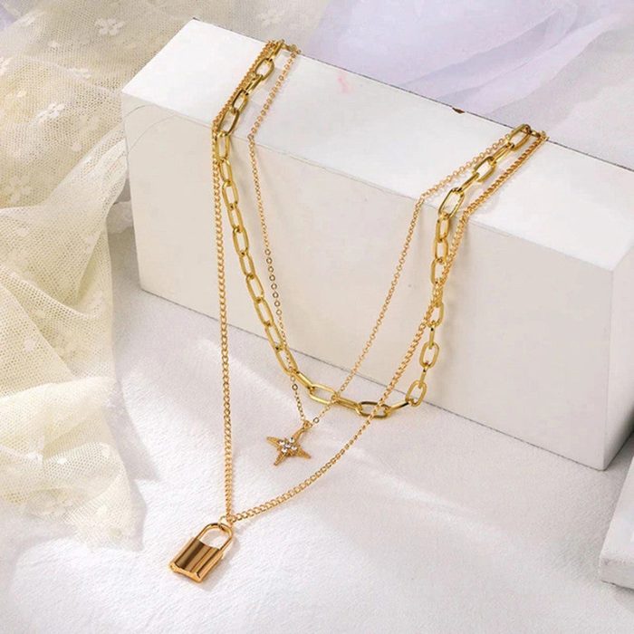 Gold-Toned Gold Plated Layered Necklace For Women - VAIRAVI
