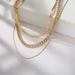 Gold Plated Gold Toned Triple Layered Necklace For Women - VAIRAVI
