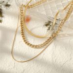 Gold Plated Gold Toned Triple Layered Necklace For Women - VAIRAVI