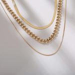 Gold Plated Gold Toned Triple Layered Necklace For Women - VAIRAVI