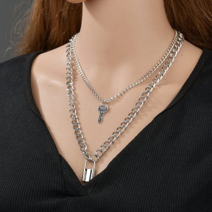 Stunning Gold Plated Lock Key Design Necklace for Women - VAIRAVI