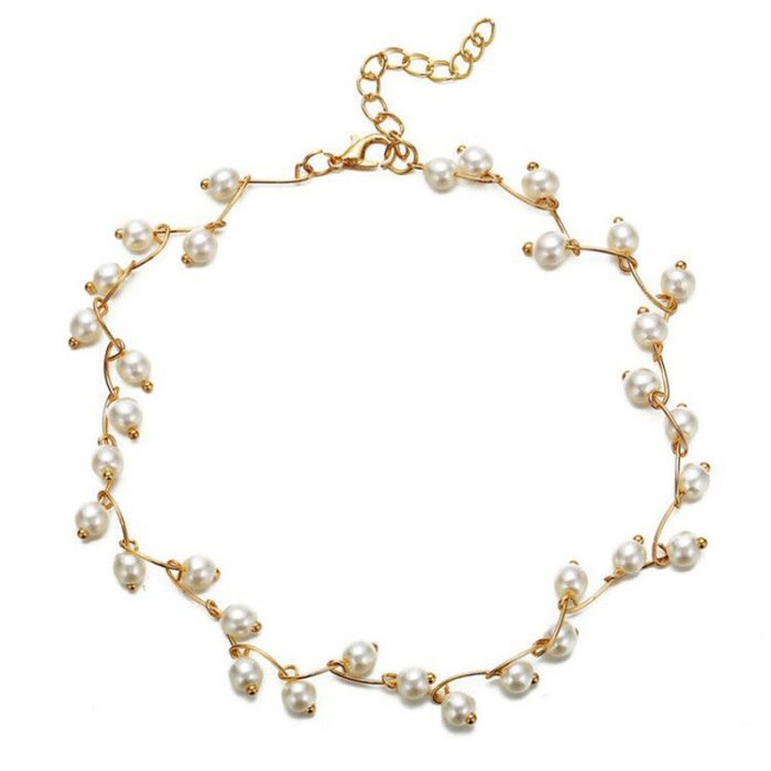 Pearl Studded Single Layer Gold Plated Necklace Jewellery For Women - VAIRAVI