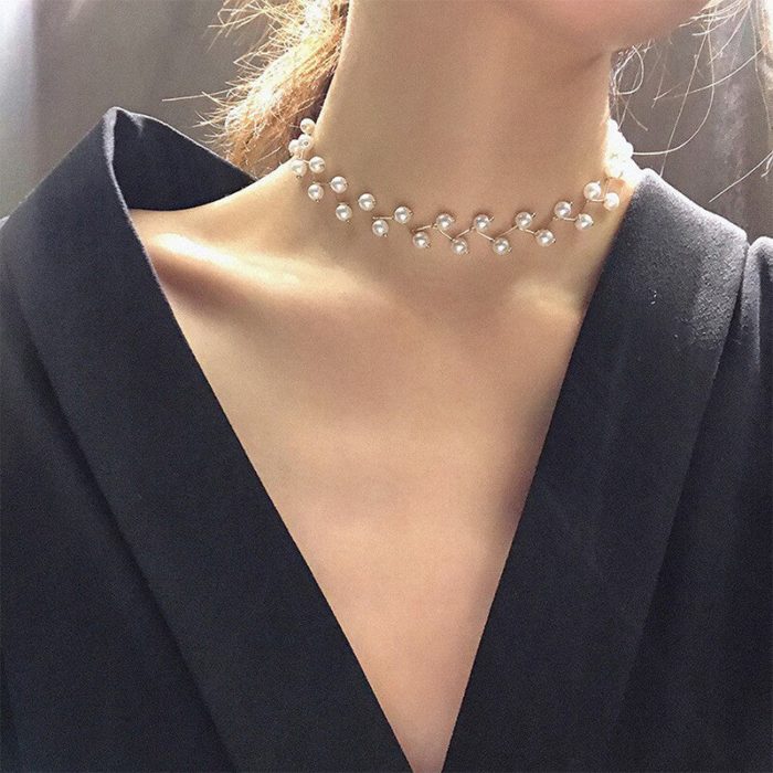 Pearl Studded Single Layer Gold Plated Necklace Jewellery For Women - VAIRAVI