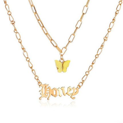Butterfly inspired Angel Gold Plated Multi Strand Necklace For Women - VAIRAVI
