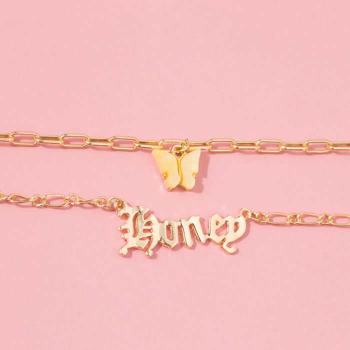 Butterfly inspired Angel Gold Plated Multi Strand Necklace For Women - VAIRAVI