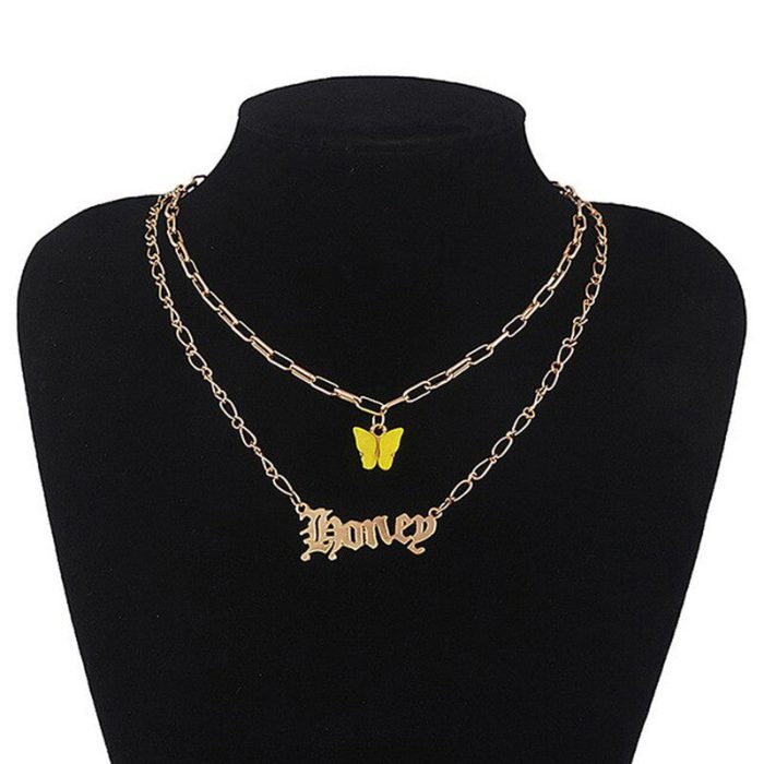 Butterfly inspired Angel Gold Plated Multi Strand Necklace For Women - VAIRAVI