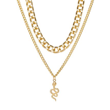 Snake inspired Gold Plated Layered Necklace For Women - VAIRAVI