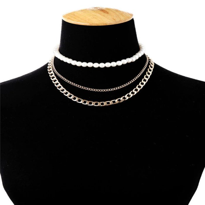Gold Plated Baroque Pearls Multi Layered Choker Necklace For Women - VAIRAVI