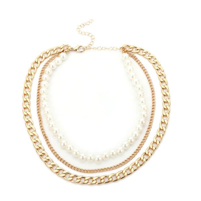 Gold Plated Baroque Pearls Multi Layered Choker Necklace For Women - VAIRAVI