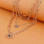 Gold Plated Gold-Toned Evil Eye and Buddha Hand Layered Necklace For Women - VAIRAVI
