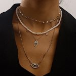 Gold Plated Gold-Toned Evil Eye and Buddha Hand Layered Necklace For Women - VAIRAVI