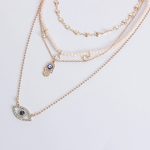 Gold Plated Gold-Toned Evil Eye and Buddha Hand Layered Necklace For Women - VAIRAVI