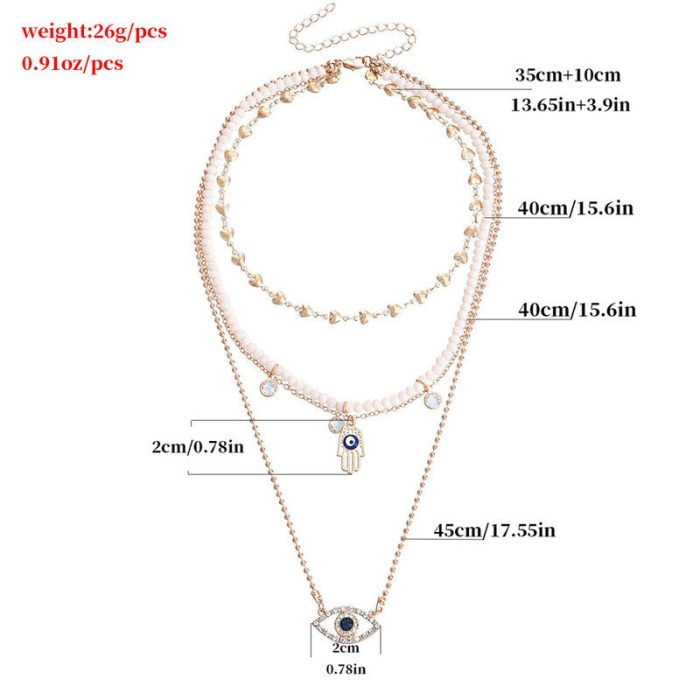 Gold Plated Gold-Toned Evil Eye and Buddha Hand Layered Necklace For Women - VAIRAVI