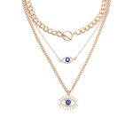 Gold Plated Gold-Toned Evil Eye Layered Necklace For Women - VAIRAVI