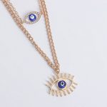 Gold Plated Gold-Toned Evil Eye Layered Necklace For Women - VAIRAVI