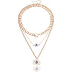 Gold Plated Gold-Toned Evil Eye Layered Necklace For Women - VAIRAVI