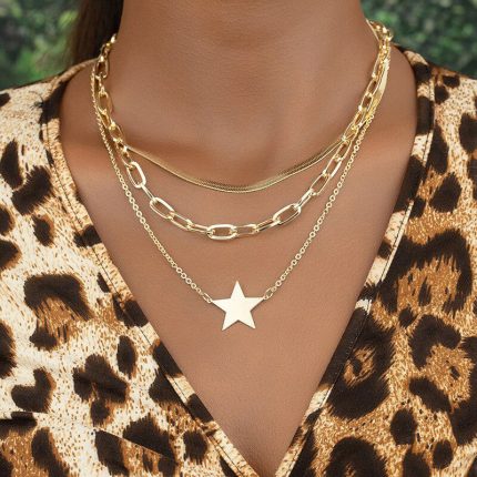 Gold-Plated Star Inspired Multi Layered Necklace For Women - VAIRAVI