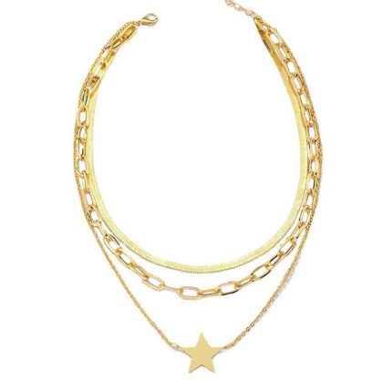 Gold-Plated Star Inspired Multi Layered Necklace For Women - VAIRAVI