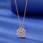 Rose Gold Plated Clover Design AD Openable Magnetic Pendant - Image 4