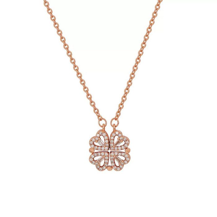 Rose Gold Plated Clover Design AD Openable Magnetic Pendant - Image 5