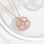 Rose Gold Plated Clover Design AD Openable Magnetic Pendant - Image 2