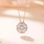 Rose Gold Plated Clover Design AD Openable Magnetic Pendant - Image 6