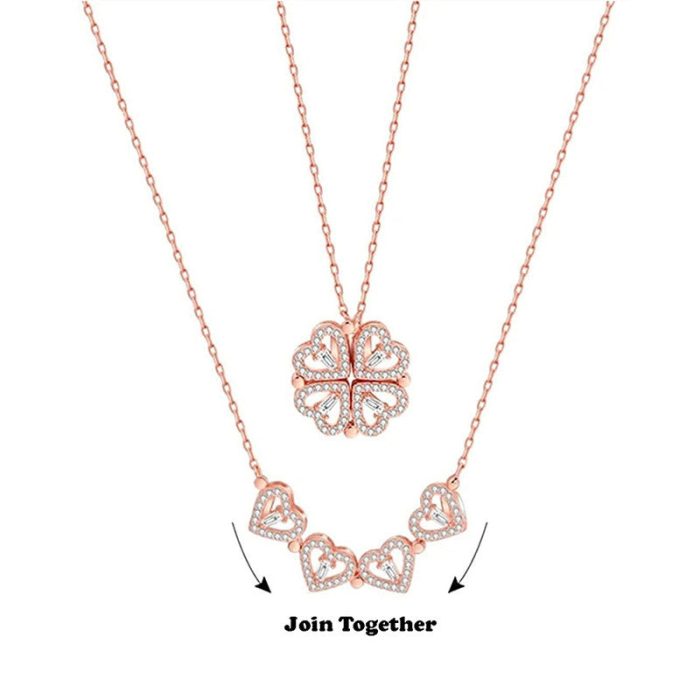 Rose Gold Plated Clover Design AD Openable Magnetic Pendant - Image 7