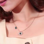 Stainless Steel Rose Gold Plated American Diamond Studded Evil Eye Pendant Necklace - VAIRAVI