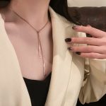 Stainless Steel Rose Gold Plated Stainless Steel Geometric Tassel Pull-Out Necklace - VAIRAVI