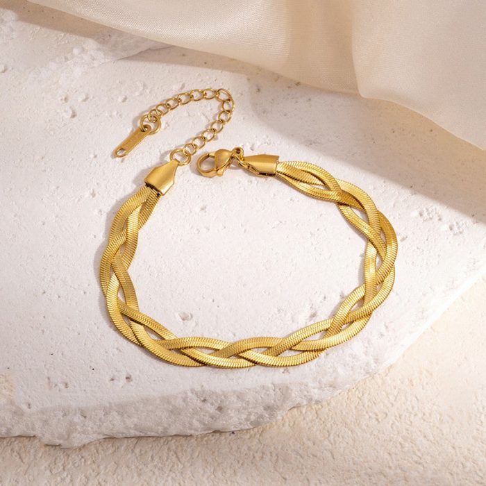 Gold-Plated Anti Tarnish Thick Snake Chain Bracelet - Image 3