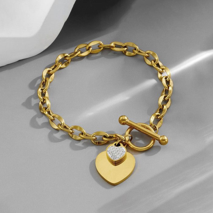 Gold-Plated Anti Tarnish Heart Themed Charm Bracelet - Image 2