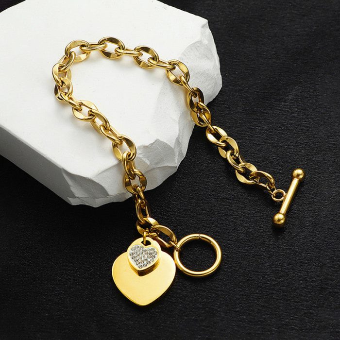 Gold-Plated Anti Tarnish Heart Themed Charm Bracelet - Image 3