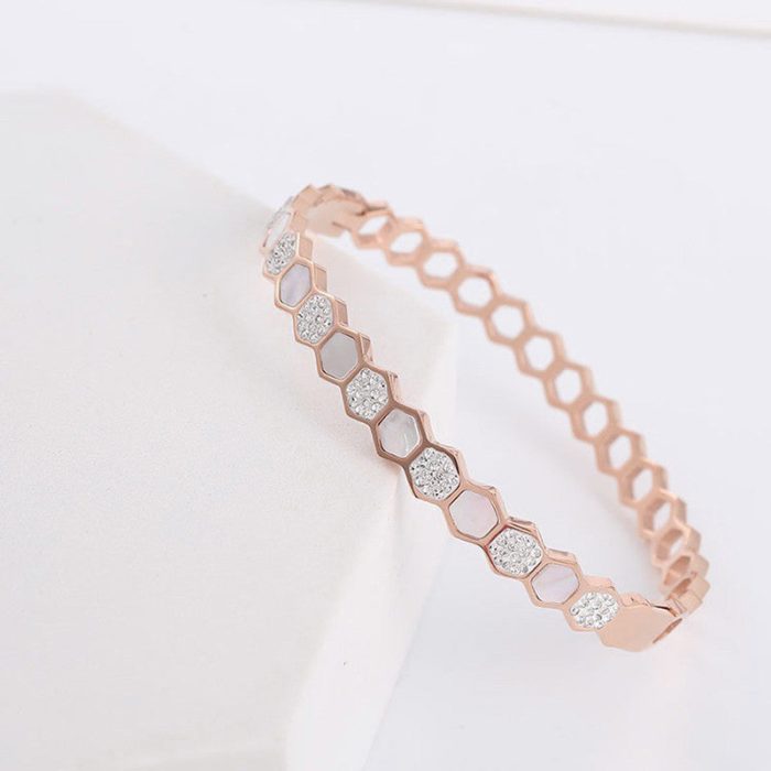 Rose Gold-Plated Anti Tarnish Hexagonal Openable Bracelet - Image 3