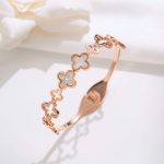 Rose Gold-Plated Anti Tarnish Clover Themed Charm Bracelet - Image 3