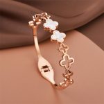 Rose Gold-Plated Anti Tarnish Clover Themed Charm Bracelet - Image 6