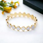 Gold-Plated Anti Tarnish White Clover Themed Charm Bracelet - Image 4