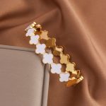 Gold-Plated Anti Tarnish White Clover Themed Charm Bracelet - Image 5
