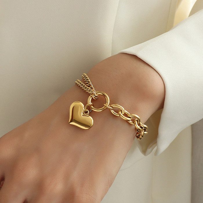 Gold-Plated Anti Tarnish Heart Themed Charm Bracelet - Image 7