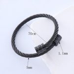 Black Silver Plated Stainless Steel Anti Tarnish Rope Design Cuff Bracelet For Men - Image 5