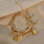 Gold Plated Stainless Steel Anti Tarnish Heart themed Wraparound Bracelet For Women - Image 3