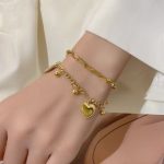 Gold Plated Stainless Steel Anti Tarnish Heart themed Wraparound Bracelet For Women - Image 7