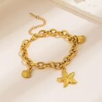 Gold Plated Stainless Steel Anti Tarnish Star themed Wraparound Bracelet For Women - Image 2