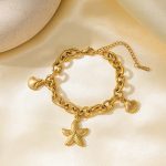Gold Plated Stainless Steel Anti Tarnish Star themed Wraparound Bracelet For Women - Image 3