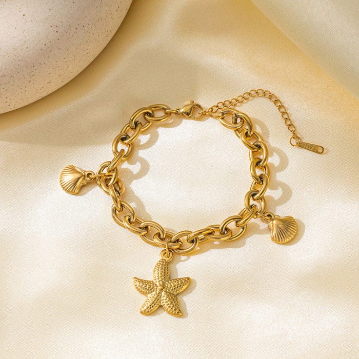 Gold Plated Stainless Steel Anti Tarnish Star themed Wraparound Bracelet For Women - Image 3
