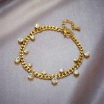 Gold Plated Stainless Steel Anti Tarnish Crystal Accents Dainty Wraparound Bracelet - Image 3