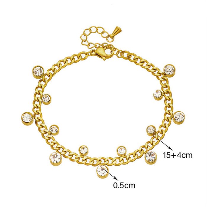 Gold Plated Stainless Steel Anti Tarnish Crystal Accents Dainty Wraparound Bracelet - Image 8