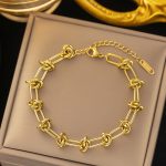 Gold Plated Stainless Steel Anti Tarnish Knotted Chain Wraparound Bracelet For Women