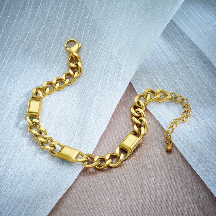 Gold Plated Stainless Steel Anti Tarnish Green Crystals Cuban Wraparound Bracelet - Image 8