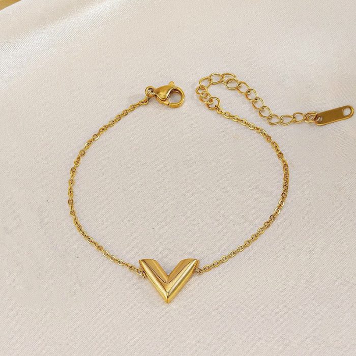 Gold Plated Stainless Steel Anti Tarnish V-Shaped Wraparound Bracelet For Women - Image 4